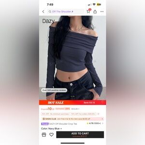 Shein DAZY Off shoulder crop tee